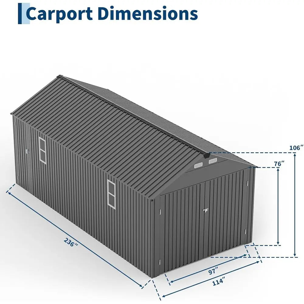 10x20 t enclosed metal carport with steel roof and man door protecting sedans and SUVs outdoors