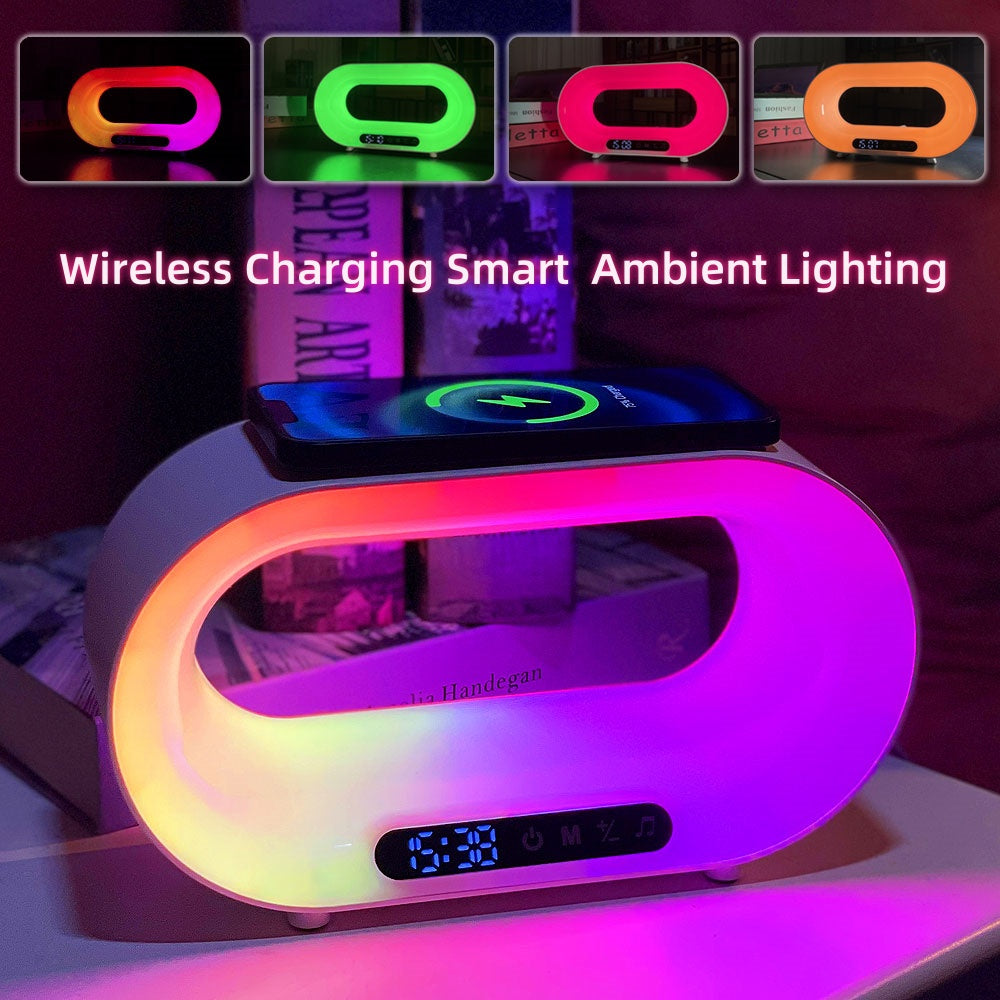 Multi-function 3 In 1 LED Night Light Lamp Smart Wireless Charger Alarm Clock - Azobay