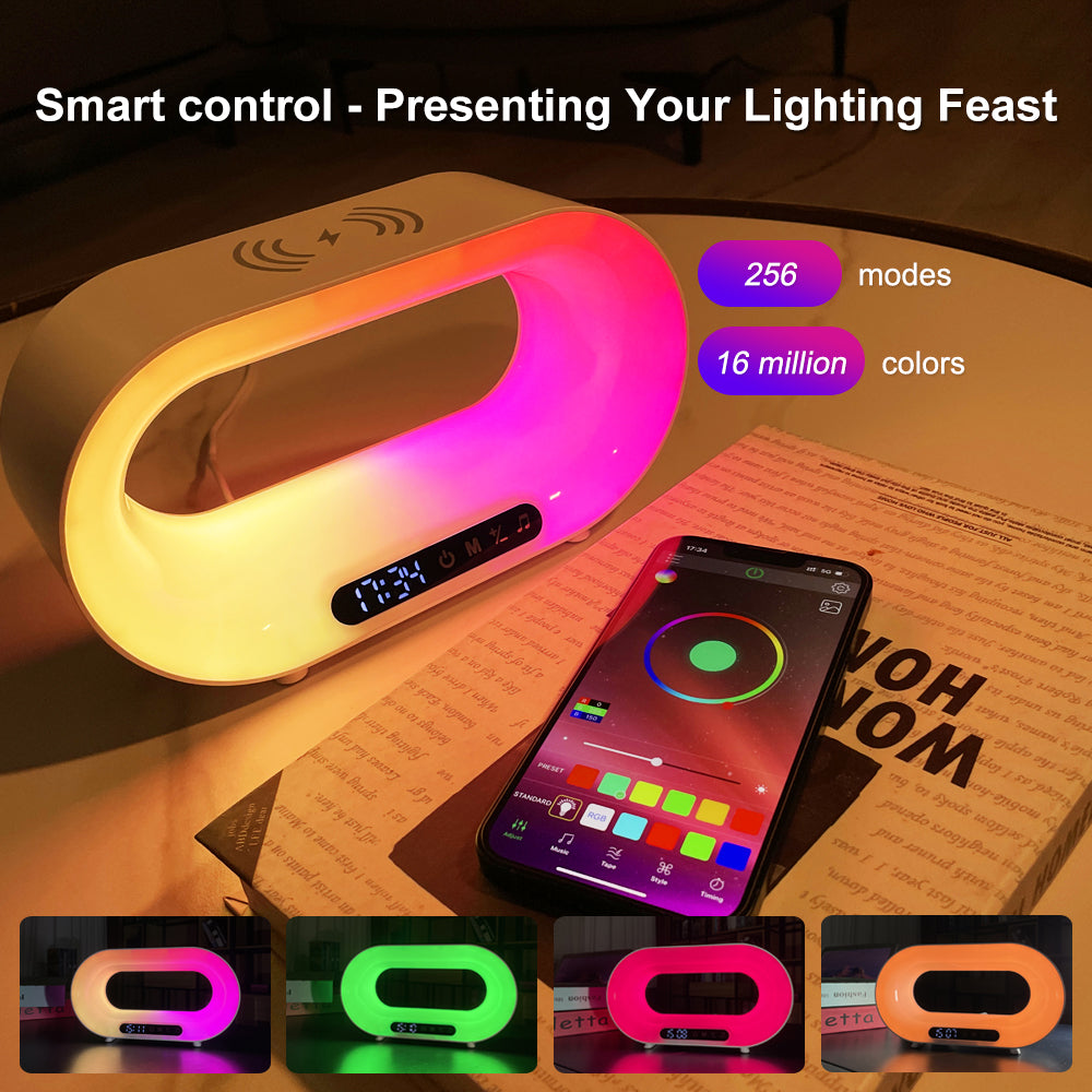 Multi-function 3 In 1 LED Night Light Lamp Smart Wireless Charger Alarm Clock - Azobay