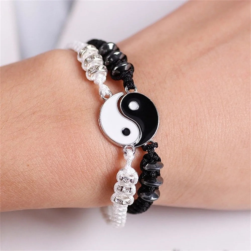 New Best Friend Bracelets for 2 Matching Yin Yang Adjustable Cord Bracelet - Azobay