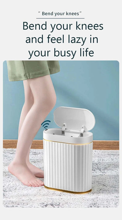 7L smart sensor trash can with touchpad for kitchen and bathroom, rectangular ABS material bin in modern design