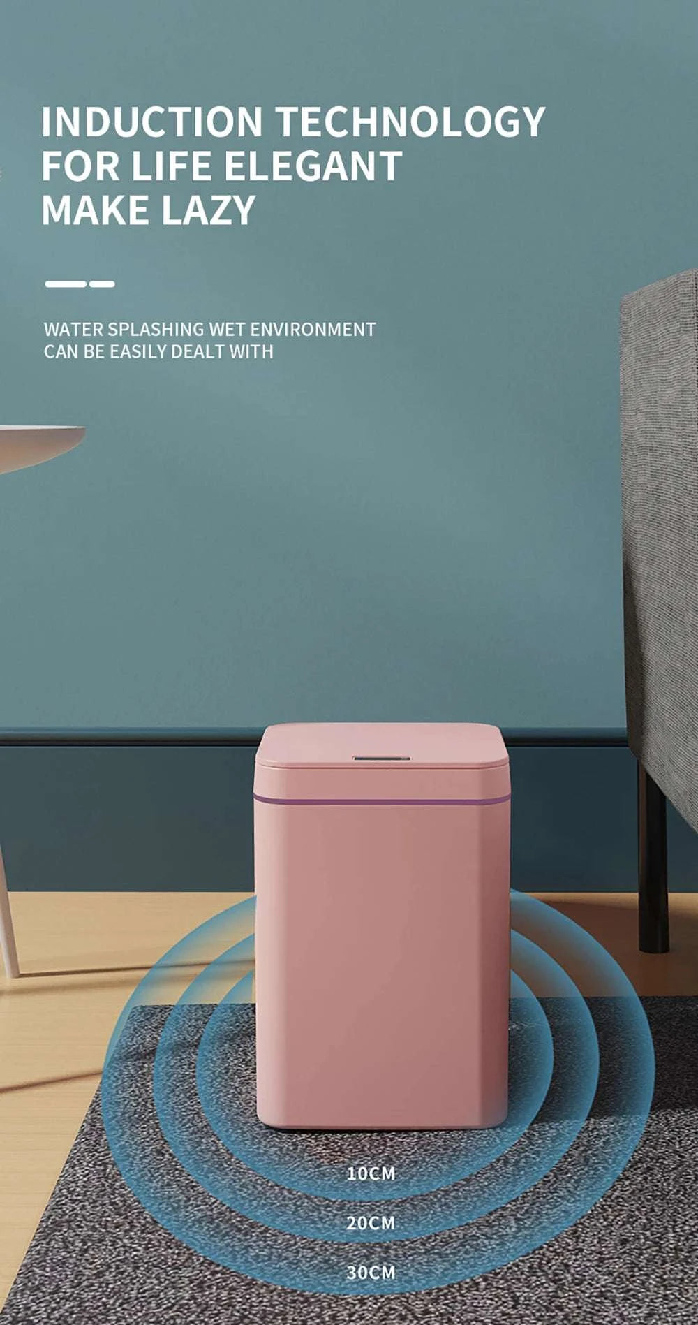 DQOK Smart Induction Trash Can Automatic Dustbin Bucket Garbage Bathroom for Kitchen Electric Type Touch Trash Bin Paper Basket