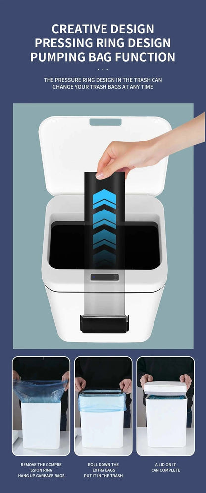 DQOK Smart Induction Trash Can Automatic Dustbin Bucket Garbage Bathroom for Kitchen Electric Type Touch Trash Bin Paper Basket