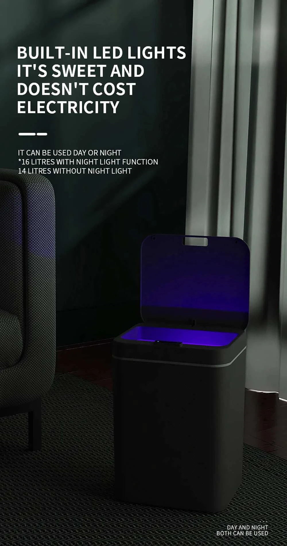 DQOK Smart Induction Trash Can Automatic Dustbin Bucket Garbage Bathroom for Kitchen Electric Type Touch Trash Bin Paper Basket