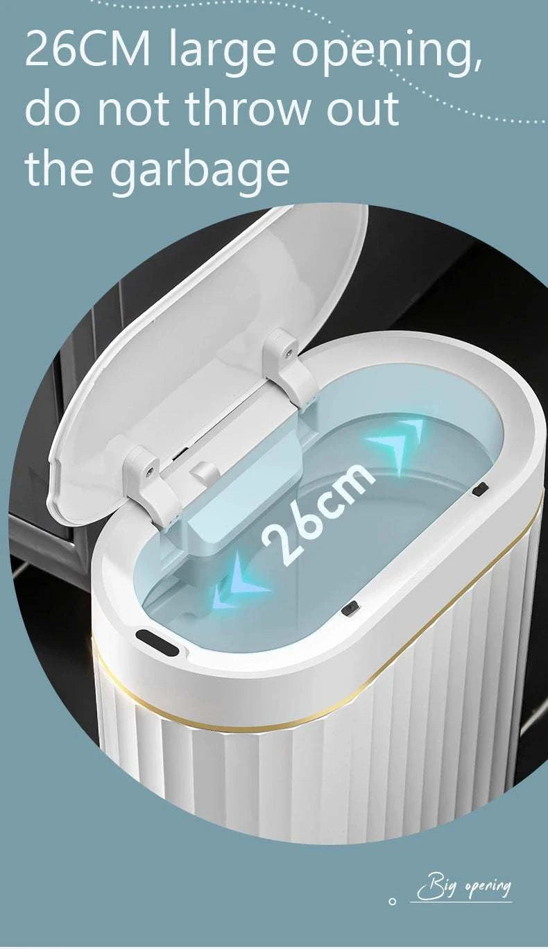 7L smart sensor trash can in kitchen and bathroom with touchpad induction, rectangular ABS design