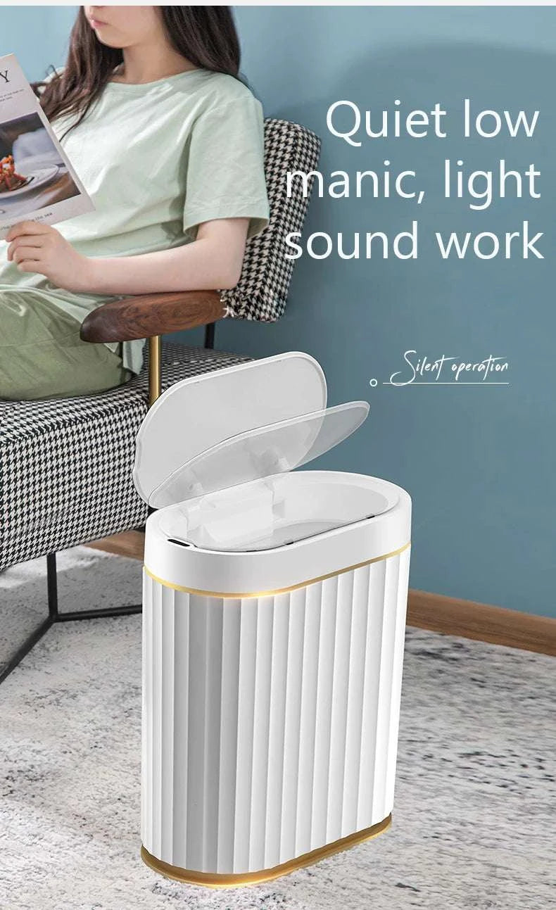 7L smart sensor trash can with touchpad induction, rectangular ABS kitchen and bathroom garbage bin