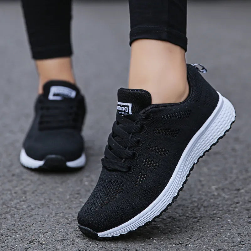 Women Casual Shoes Fashion Breathable Walking Mesh Flat Shoes Sneakers Women 2021 Gym Vulcanized Shoes White Female Footwear - Azobay