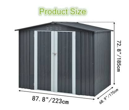 Outdoor Metal Storage Shed with Double Doors