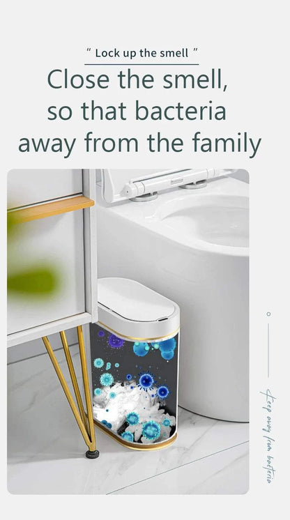 7L smart sensor trash can with touchpad, rectangular ABS design for kitchen and bathroom use