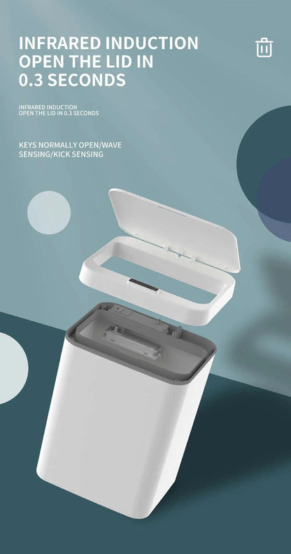 DQOK Smart Induction Trash Can Automatic Dustbin Bucket Garbage Bathroom for Kitchen Electric Type Touch Trash Bin Paper Basket