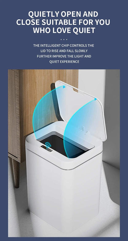 DQOK Smart Induction Trash Can Automatic Dustbin Bucket Garbage Bathroom for Kitchen Electric Type Touch Trash Bin Paper Basket