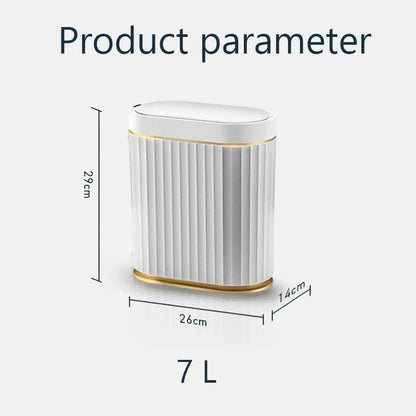 7L smart sensor touchpad trash can for kitchen and bathroom in rectangular ABS design