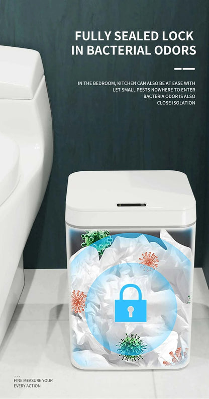 DQOK Smart Induction Trash Can Automatic Dustbin Bucket Garbage Bathroom for Kitchen Electric Type Touch Trash Bin Paper Basket