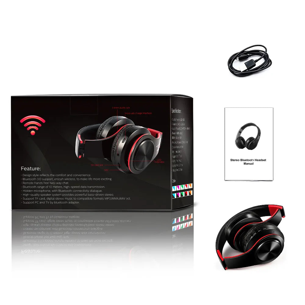 HIFI Stereo Earphones Bluetooth Headphone Music Headset FM - Azobay