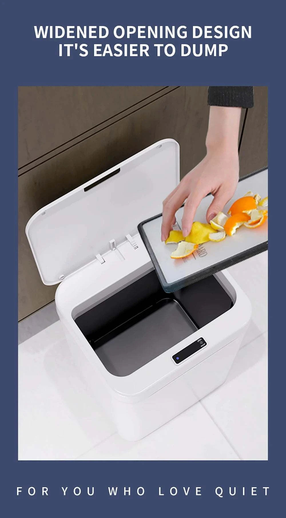 DQOK Smart Induction Trash Can Automatic Dustbin Bucket Garbage Bathroom for Kitchen Electric Type Touch Trash Bin Paper Basket