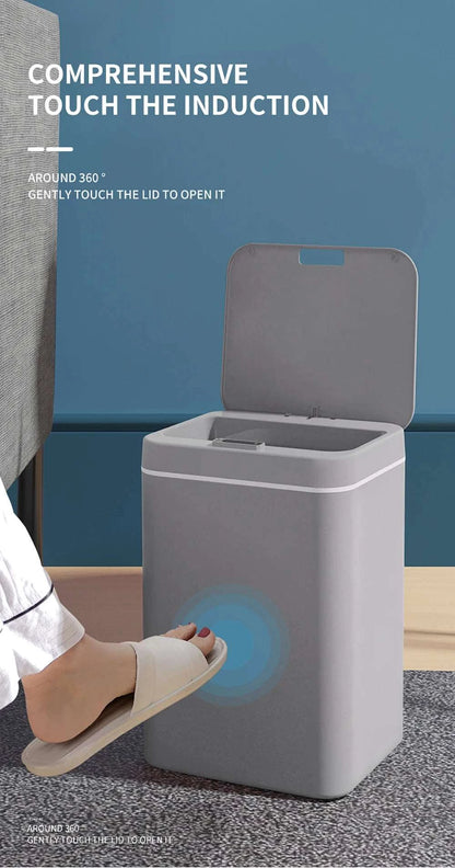 DQOK Smart Induction Trash Can Automatic Dustbin Bucket Garbage Bathroom for Kitchen Electric Type Touch Trash Bin Paper Basket
