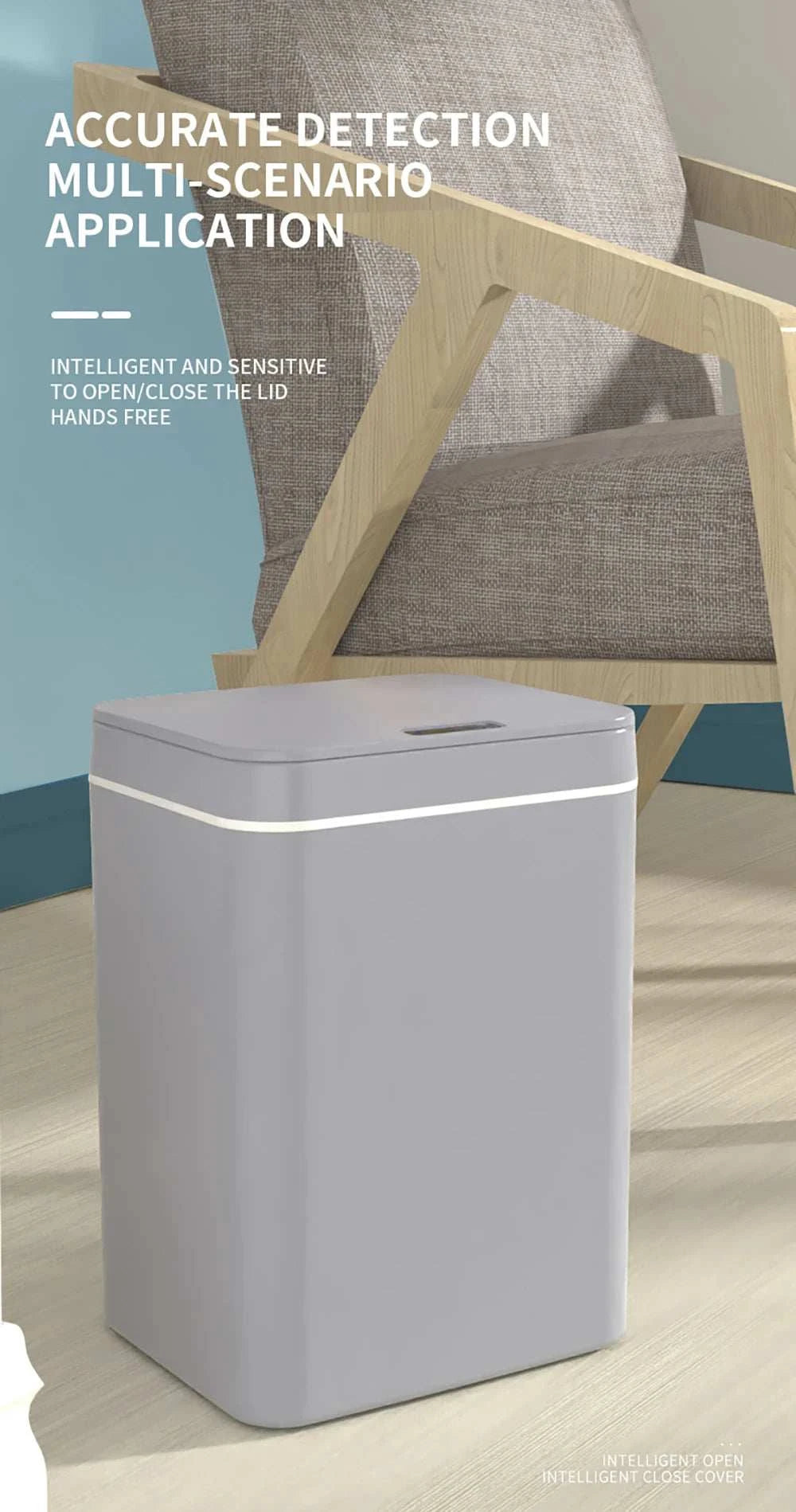 DQOK Smart Induction Trash Can Automatic Dustbin Bucket Garbage Bathroom for Kitchen Electric Type Touch Trash Bin Paper Basket