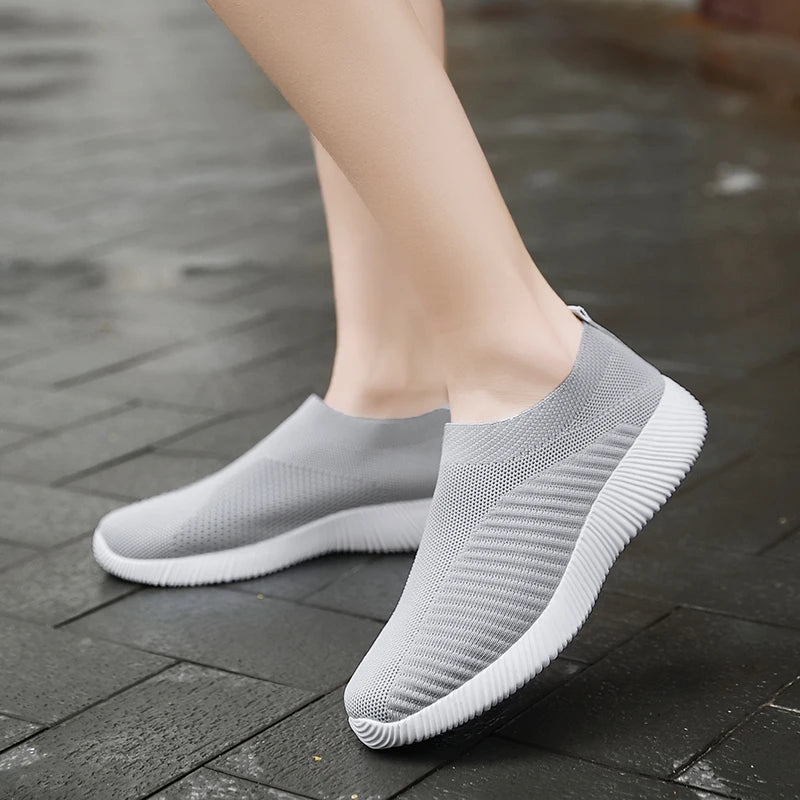 Women Vulcanized Shoes High Quality Women Sneakers Slip On Flats Shoes Women Loafers Plus Size 42 Walking Flat - Azobay