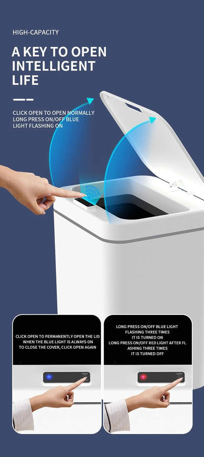DQOK Smart Induction Trash Can Automatic Dustbin Bucket Garbage Bathroom for Kitchen Electric Type Touch Trash Bin Paper Basket