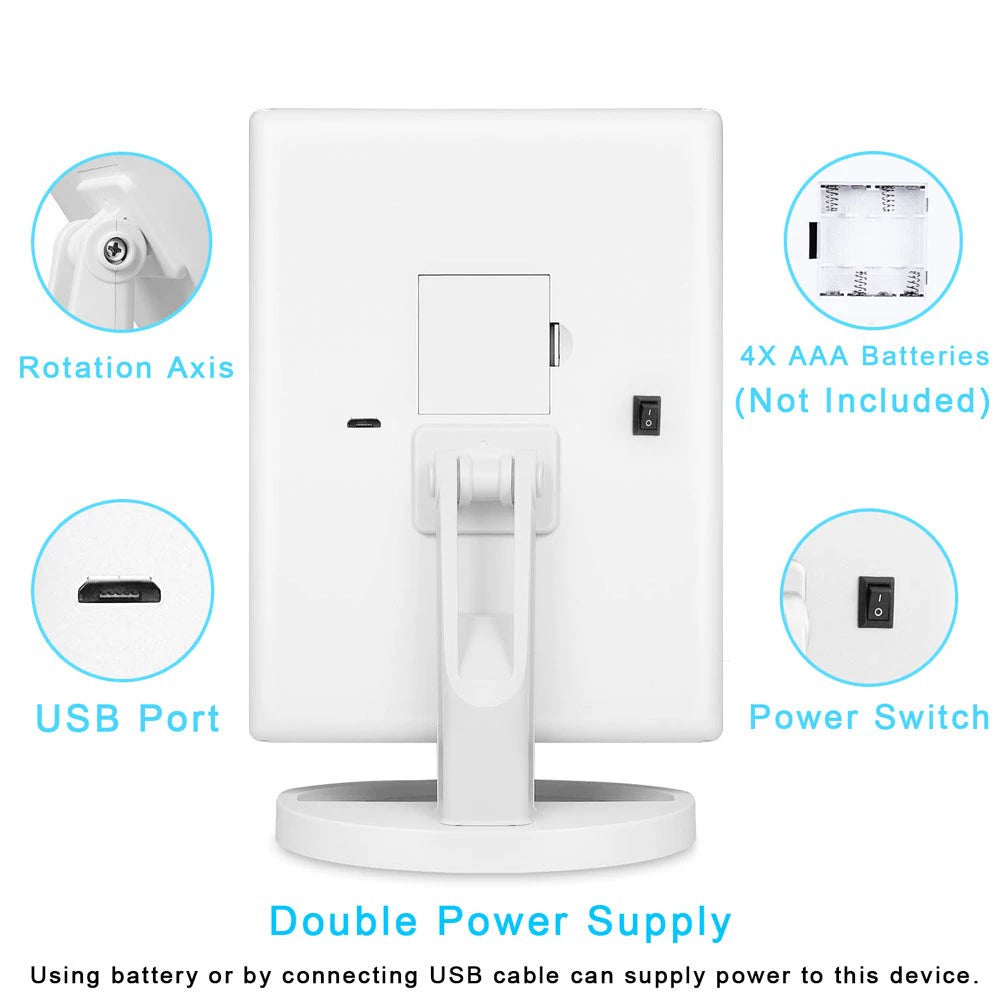 LED Light Makeup Mirror Lamp 10X Magnifier Battery Vanity - Azobay
