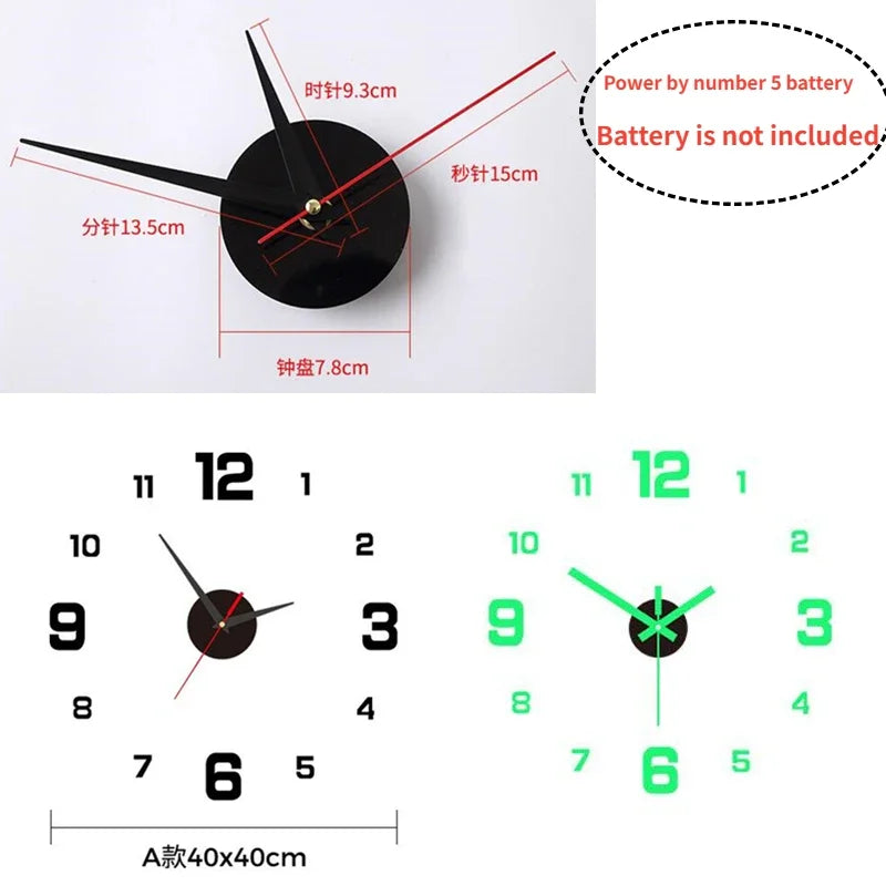 3D Luminous Wall Clock  Acrylic - Azobay