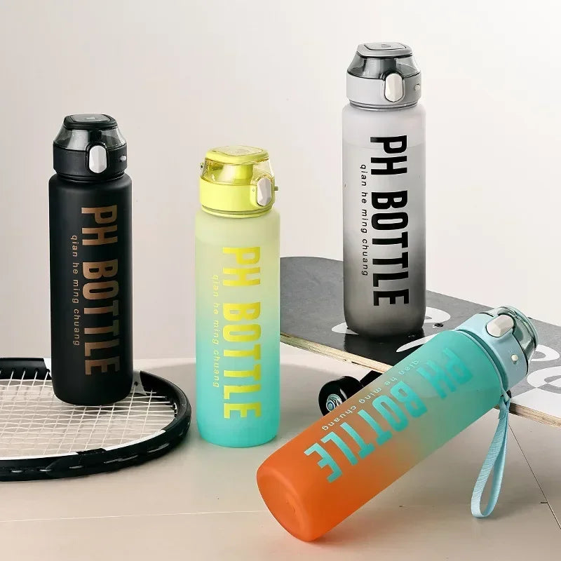 1L Sports Water Bottle with Straw Large Capacity Portable Leak-Proof Outdoor - Azobay