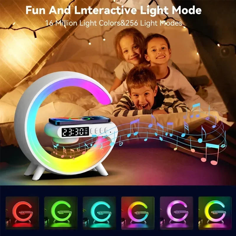 Multifunction Wireless Charger Pad Stand Speaker TF RGB Night Light 15W Fast Charging Station for iPhone Samsung Xiaomi Huawei - Azobay