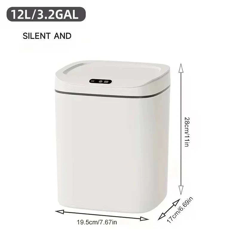 Slim plastic smart motion sensor trash can with touchless lid for hygienic waste disposal