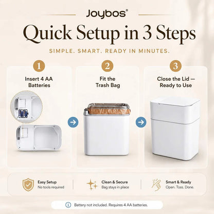 JOYBOS touchless trash can with motion sensor and compact rectangular design for hands-free waste disposal
