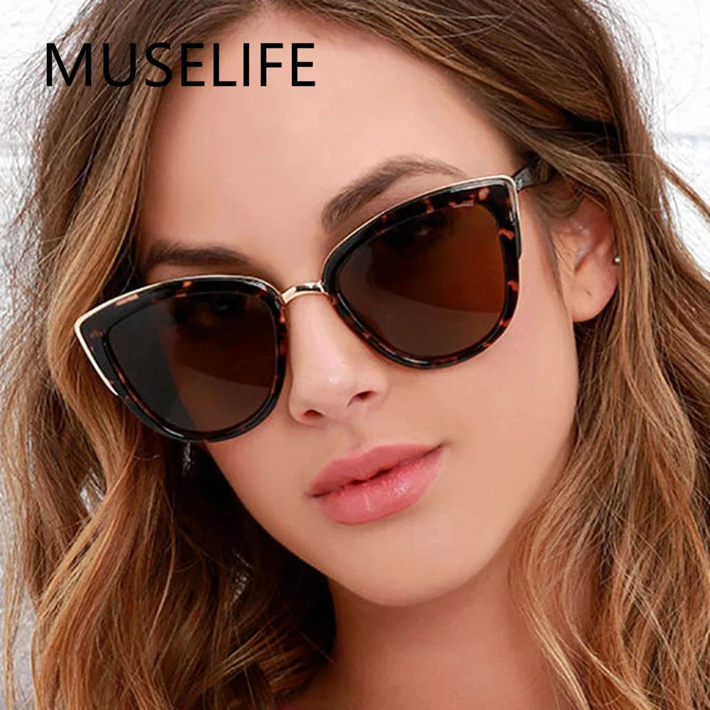 MUSELIFE Cateye Sunglasses Women Vintage Gradient Glasses Retro Cat eye Sun glasses Female Eyewear UV400 - Azobay