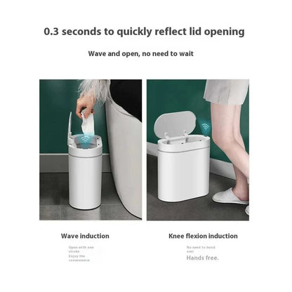 7L automatic touchless bathroom trash can with motion sensor and waterproof plastic lid