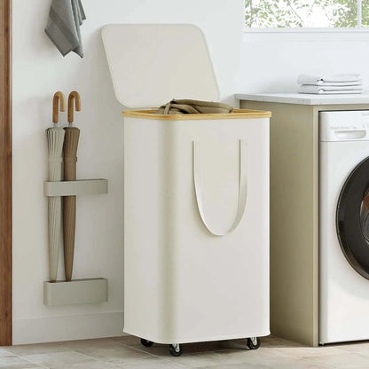 Large capacity foldable laundry basket with wheels and detachable liner for dirty clothes storage