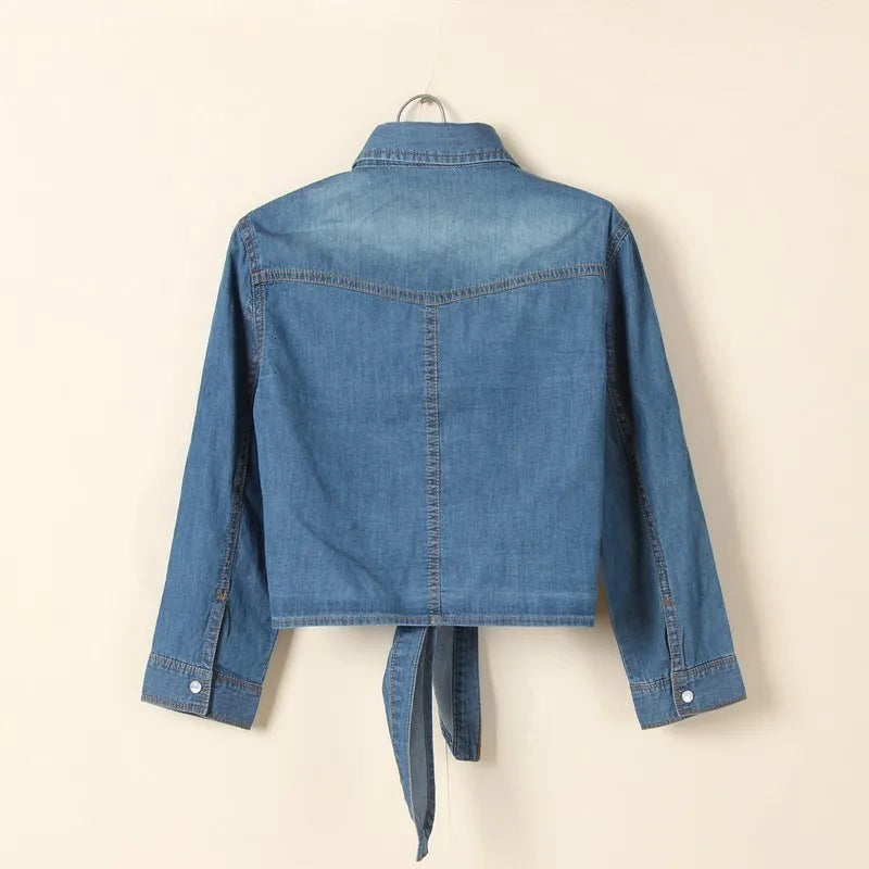 Denim Shirt Short Sleeve Womens Tops - Azobay