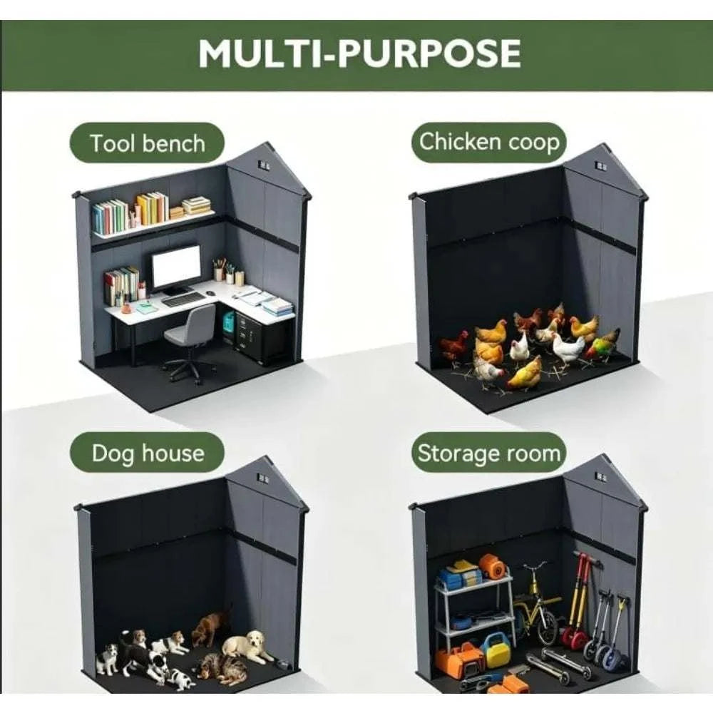 Brand new fast shipping 4x6 FT Resin Shed with Reinforced Floor Outdoor Storage Shed All-Weather Plastic Tool Shed with