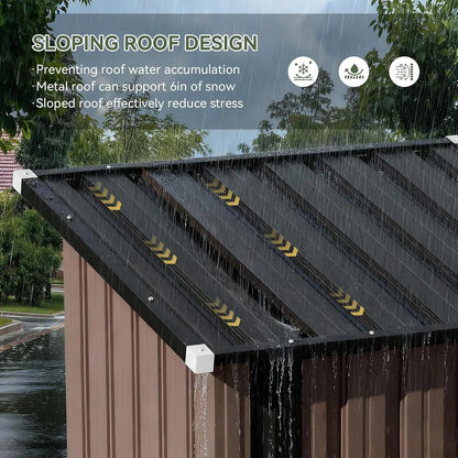Metal outdoor storage shed with lockable doors and adjustable shelves, waterproof and rust-proof