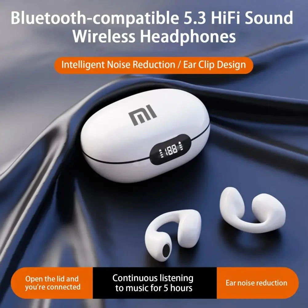 Xiaomi Wireless Ear Clip Bluetooth Headset Digital Display  Gaming  Headset With Microphone - Azobay