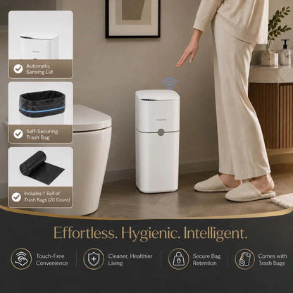 JOYBOS touchless rectangular trash can with motion sensor and auto bag-suction system, compact and hands-free waste bin for small spaces