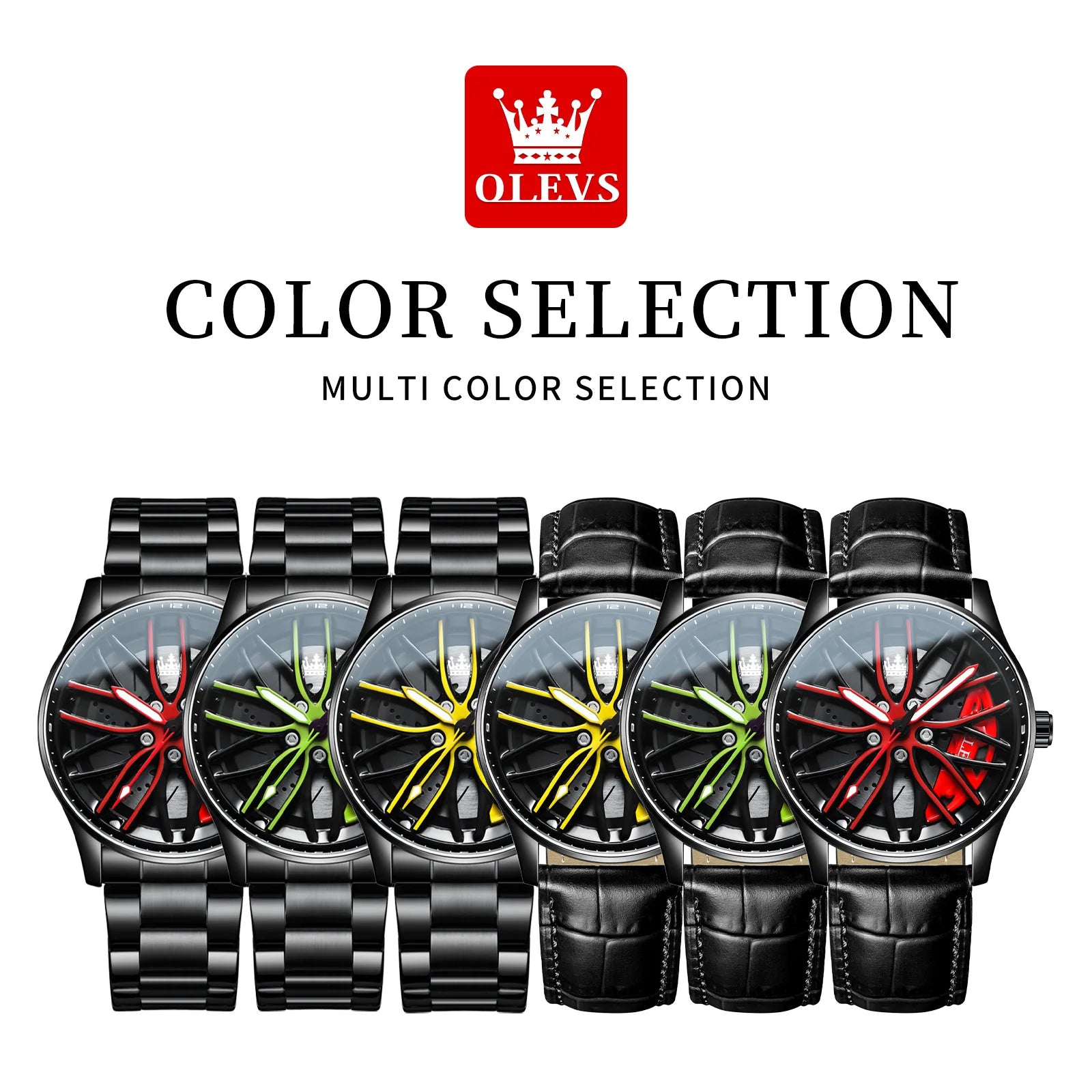 OLEVS Wheel Men's Luxury Watch Waterproof Rotary Sport Car Rim Man Watch High Quality Fashion Best Selling Quartz Men's Watches - Azobay