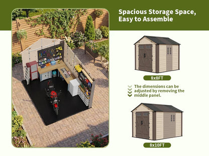 Polar Aurora 8x10 outdoor resin storage shed with lockable door and windows