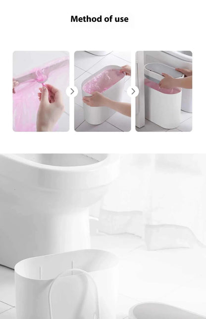 7L automatic bathroom trash can with motion sensor and touchless lid in sleek rectangular design