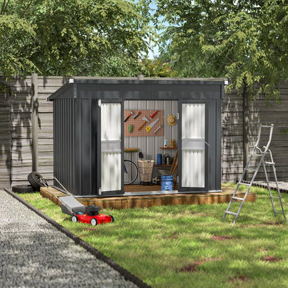 Custom Outdoor Metal Storage Shed with Sloped Galvanized Steel Roof