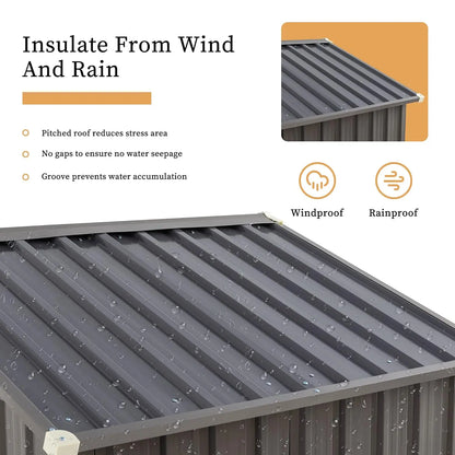 Outdoor metal storage shed with side window and lockable door for secure outdoor storage