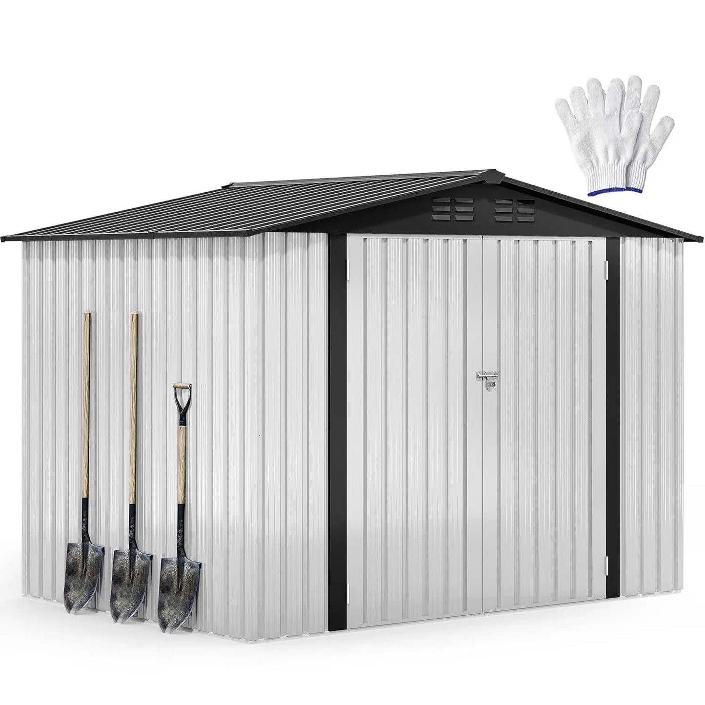 8x6 FT Heavy-Duty Outdoor Metal Storage Shed for Garden Tools and Equipment