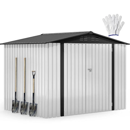 8x6 FT Heavy-Duty Outdoor Metal Storage Shed for Garden Tools and Equipment