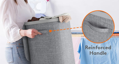 85L Large Capacity Laundry Hamper with Handles Oxford Fabric Inner Bag And Plastic Frame for Dirty Clothes Basket