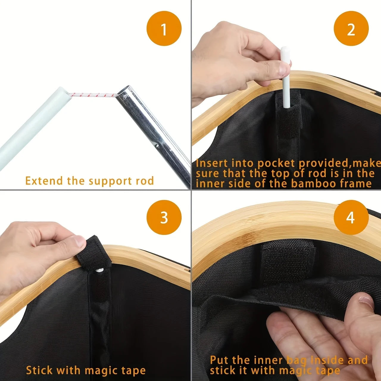 Folding Bamboo Empty Bottle Storage Basket Recyclable Bottle Organizer Tote Bag Wastewater Collection for Home Neatening