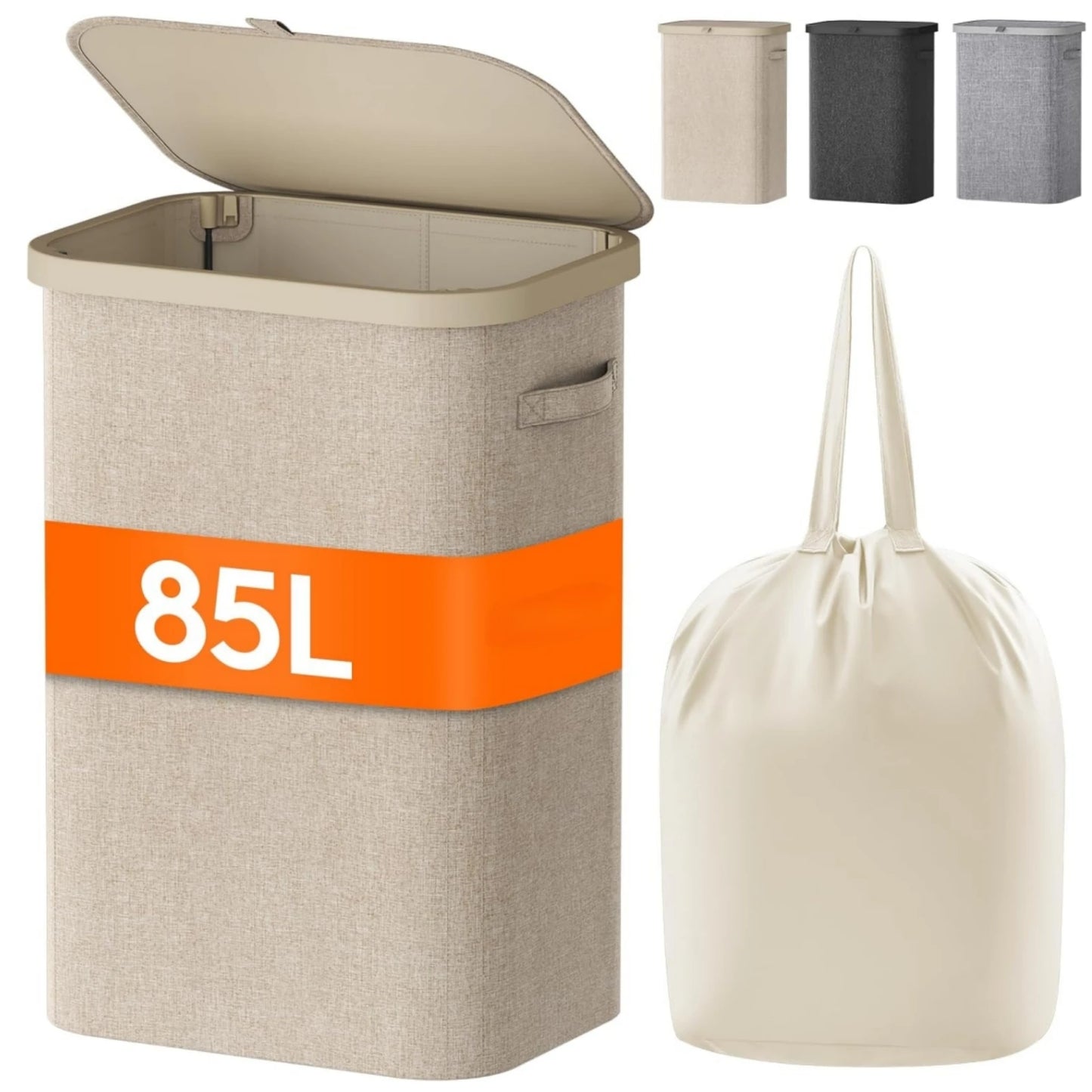 85L Large Capacity Laundry Hamper with Handles Oxford Fabric Inner Bag And Plastic Frame for Dirty Clothes Basket