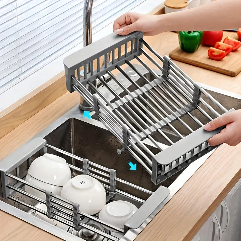 stainless-steel-extendable-dish-drying-rack-kitchen-sink-rack-drainer-tools-telescopic-fruit-vegetable-washing-drainer