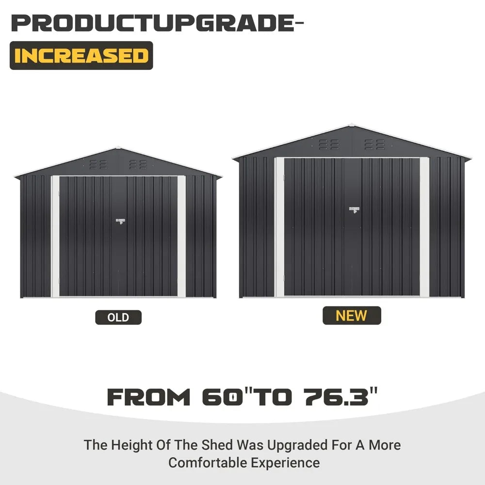 8x12 ft metal outdoor storage shed with reinforced frame and waterproof design