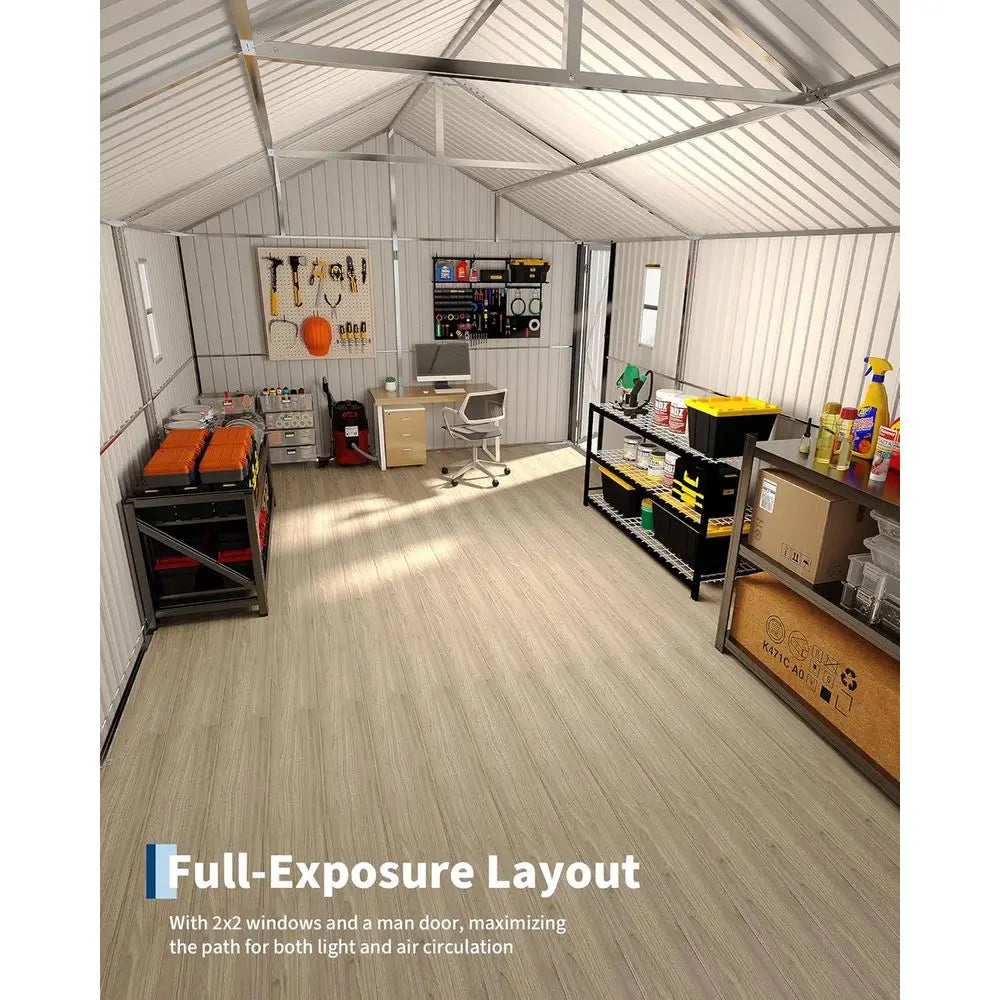 10x20 FT Enclosed Metal Carport with Steel Roof & Man Door for Sedans and SUVs